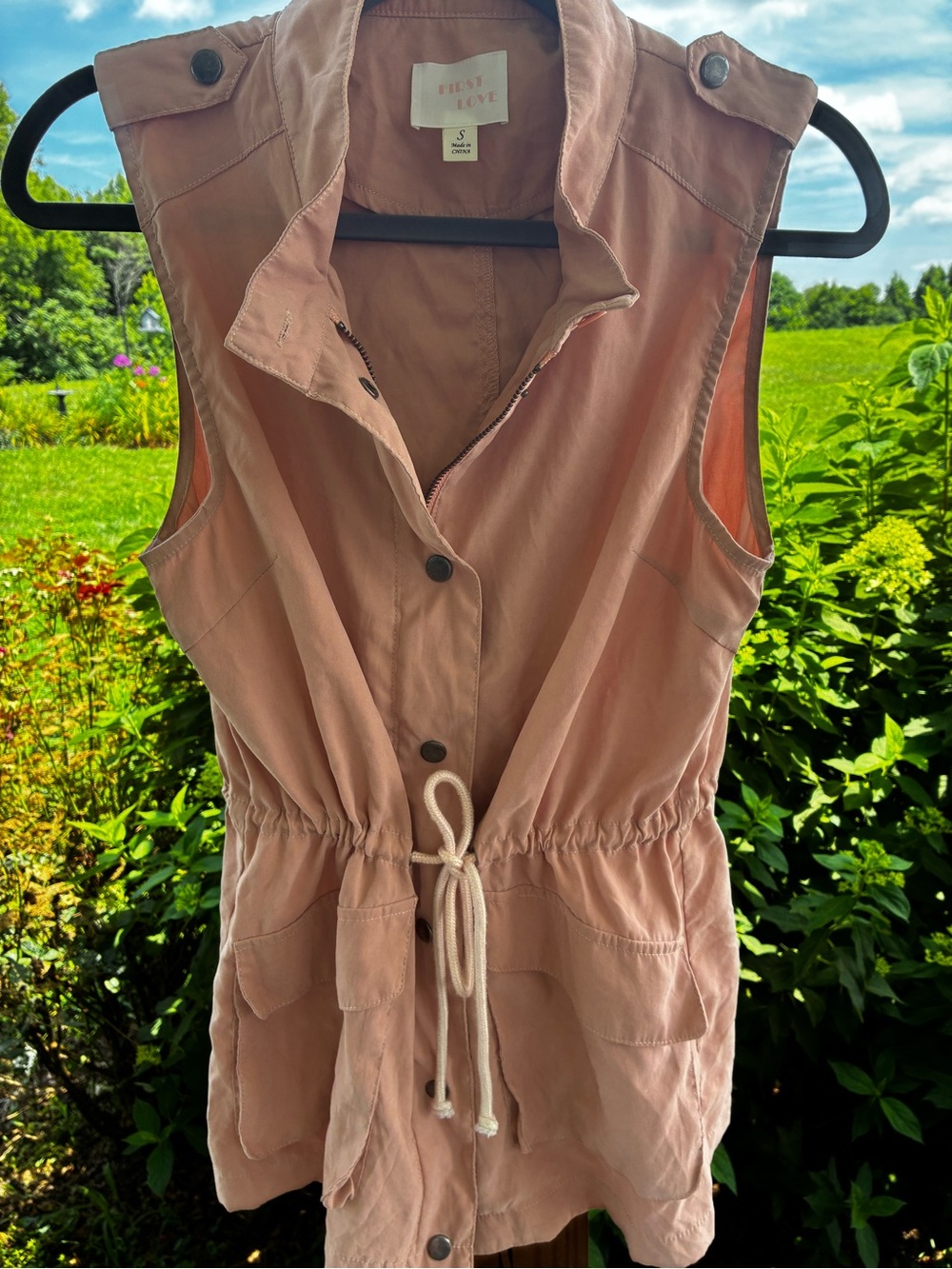 Soft Pink Sleeveless Utility Vest-S